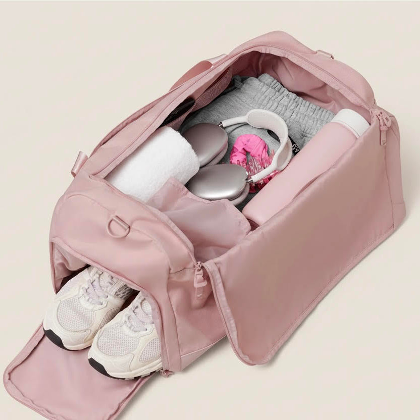 Bolsa de Gimnasio Femenina Premium Rosa Claro
